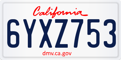 CA license plate 6YXZ753