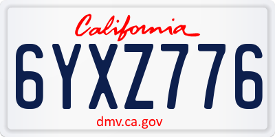 CA license plate 6YXZ776