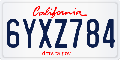 CA license plate 6YXZ784