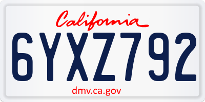 CA license plate 6YXZ792