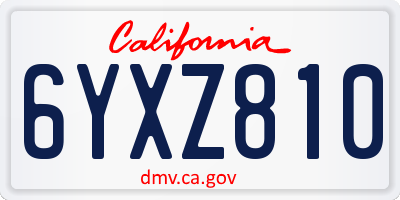 CA license plate 6YXZ810