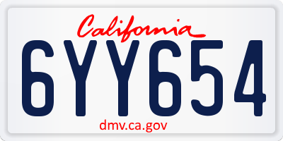 CA license plate 6YY654