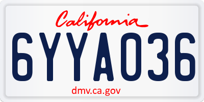 CA license plate 6YYA036