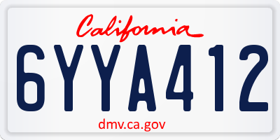 CA license plate 6YYA412