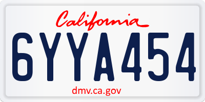 CA license plate 6YYA454