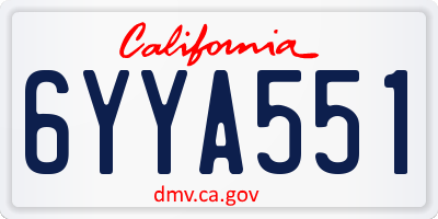 CA license plate 6YYA551