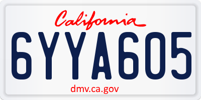 CA license plate 6YYA605