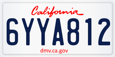 CA license plate 6YYA812