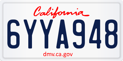 CA license plate 6YYA948