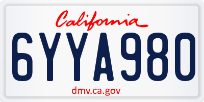 CA license plate 6YYA980