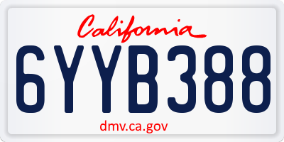 CA license plate 6YYB388