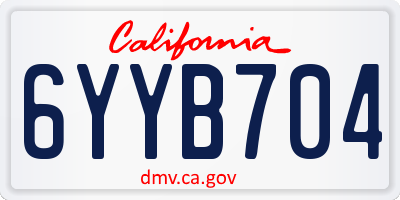 CA license plate 6YYB704