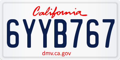 CA license plate 6YYB767
