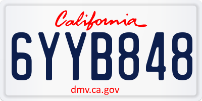 CA license plate 6YYB848