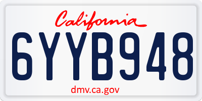 CA license plate 6YYB948