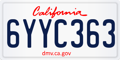 CA license plate 6YYC363