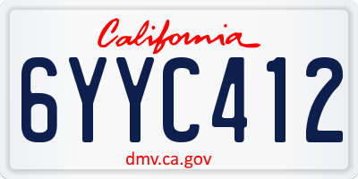 CA license plate 6YYC412