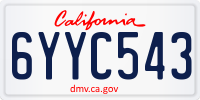 CA license plate 6YYC543