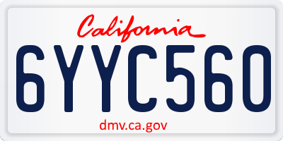 CA license plate 6YYC560