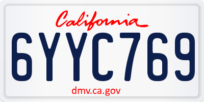 CA license plate 6YYC769