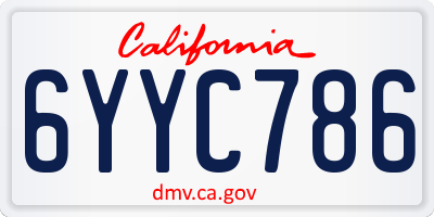 CA license plate 6YYC786
