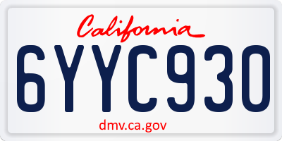 CA license plate 6YYC930