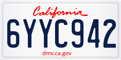 CA license plate 6YYC942