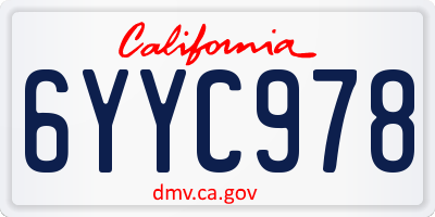 CA license plate 6YYC978