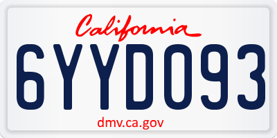 CA license plate 6YYD093