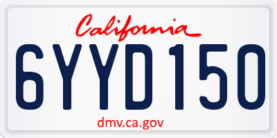 CA license plate 6YYD150