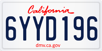 CA license plate 6YYD196
