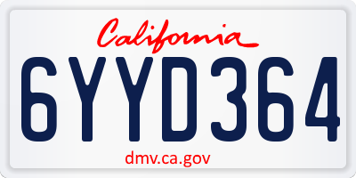 CA license plate 6YYD364