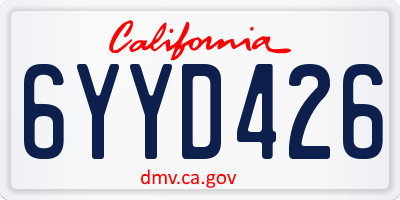 CA license plate 6YYD426
