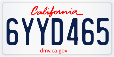 CA license plate 6YYD465