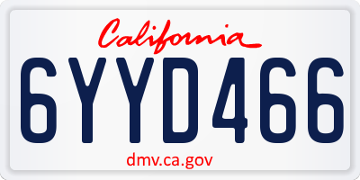 CA license plate 6YYD466