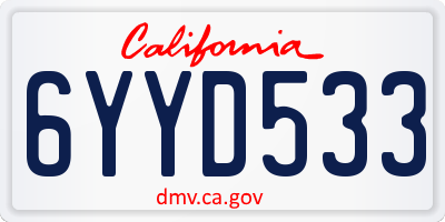 CA license plate 6YYD533