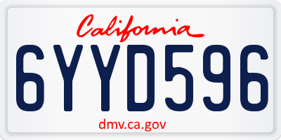 CA license plate 6YYD596