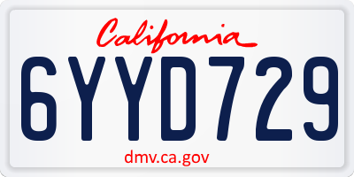 CA license plate 6YYD729