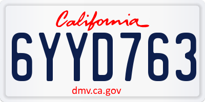 CA license plate 6YYD763