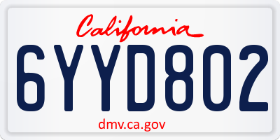 CA license plate 6YYD802