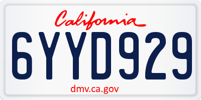 CA license plate 6YYD929