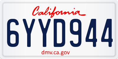 CA license plate 6YYD944