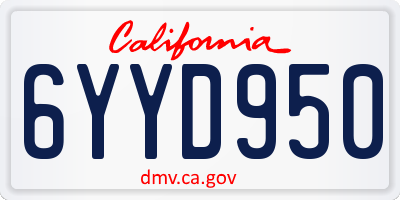 CA license plate 6YYD950