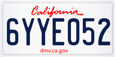 CA license plate 6YYE052
