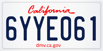 CA license plate 6YYE061