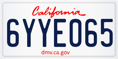 CA license plate 6YYE065