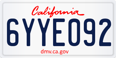 CA license plate 6YYE092