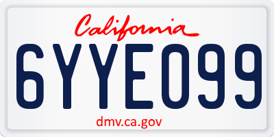 CA license plate 6YYE099