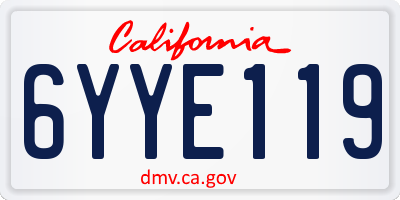 CA license plate 6YYE119