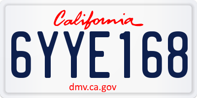 CA license plate 6YYE168